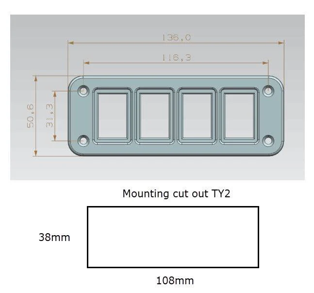 Four-Switch Panel Fascia for TY2 Switches - Image 4